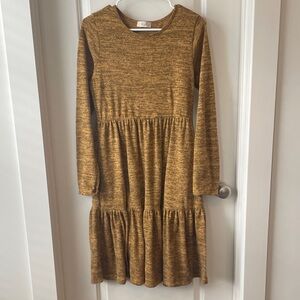 Stylish Mustard long sleeve Midi Dress